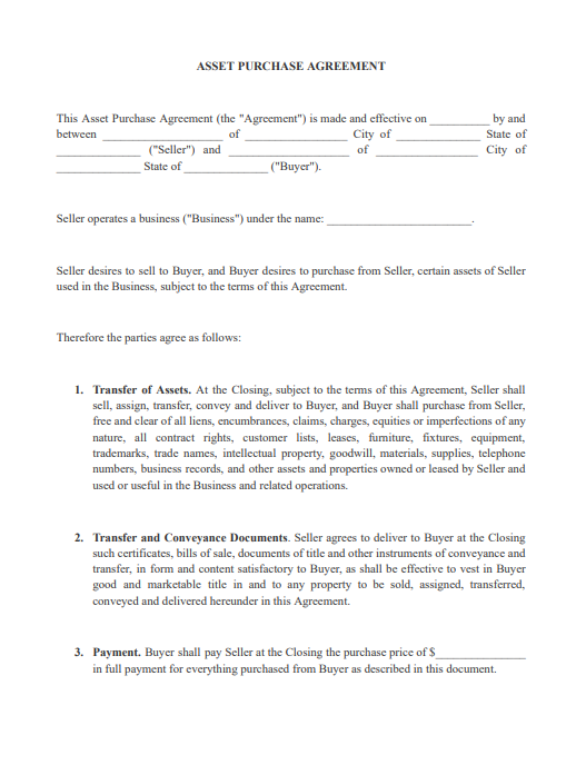 asset purchase agreements pdf