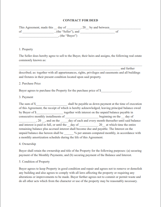 contract for deed pdf