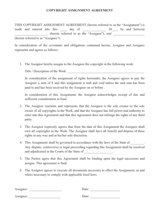 copyright assignment agreement pdf