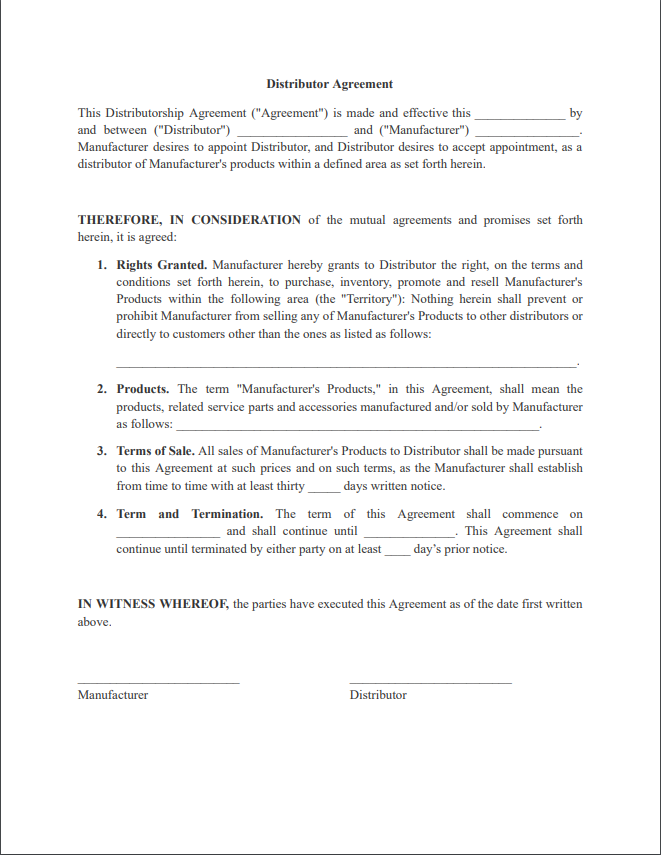 distribution agreement pdf