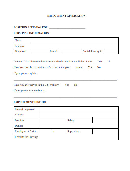 employment application pdf