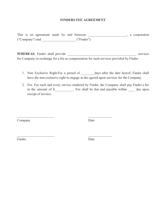 finder's fee agreement template pdf