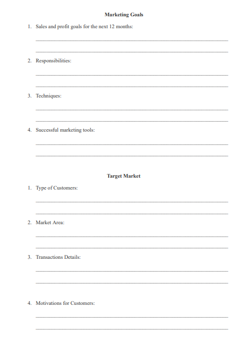 marketing plan worksheet pdf
