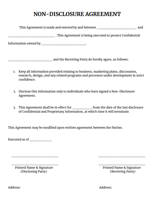 non disclosure agreement pdf