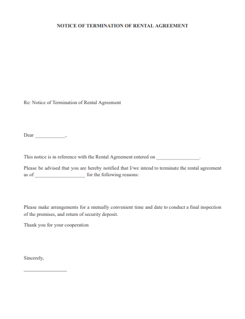 notice of termination of rental agreement pdf