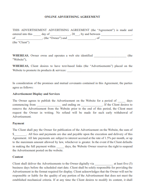 online advertising agreement pdf