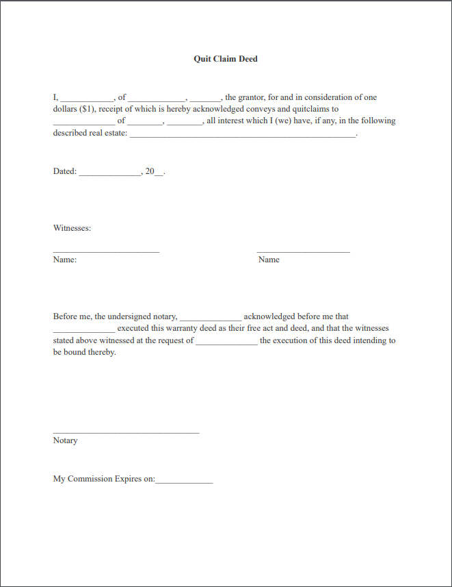 sample quitclaim deed form pdf