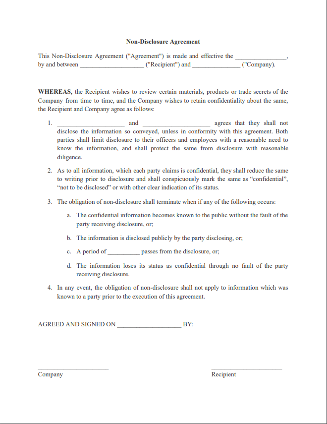 simple non disclosure agreement pdf