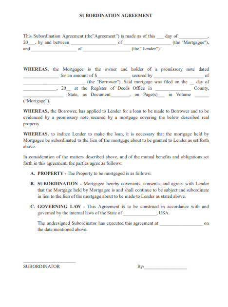 subordination agreement pdf