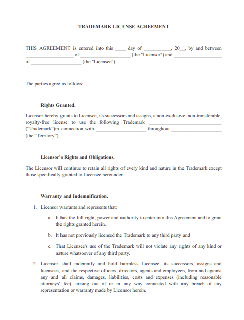 trademark license agreement pdf