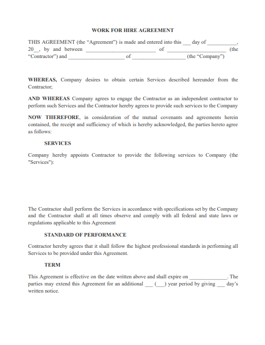 work for hire agreement pdf